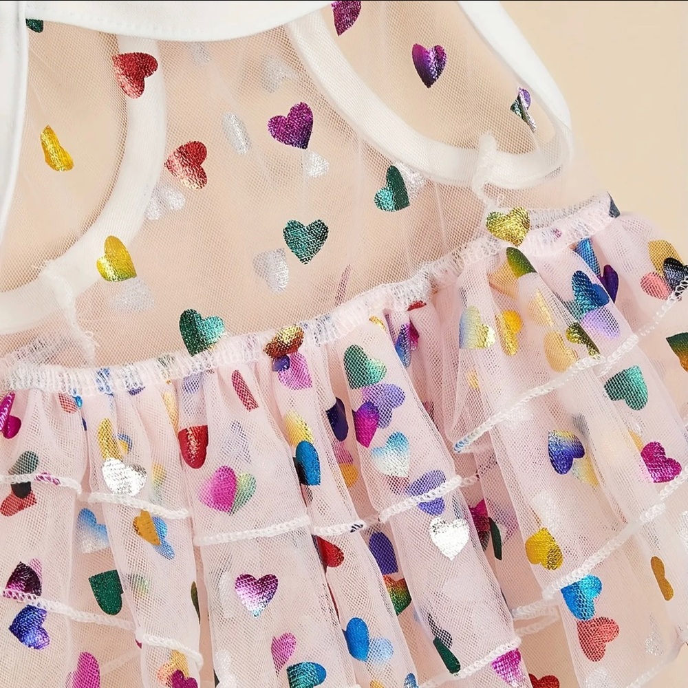 Adorable Love Heart Pattern Pet Dress - Perfect for small dogs or cats - Picture 4 of 4